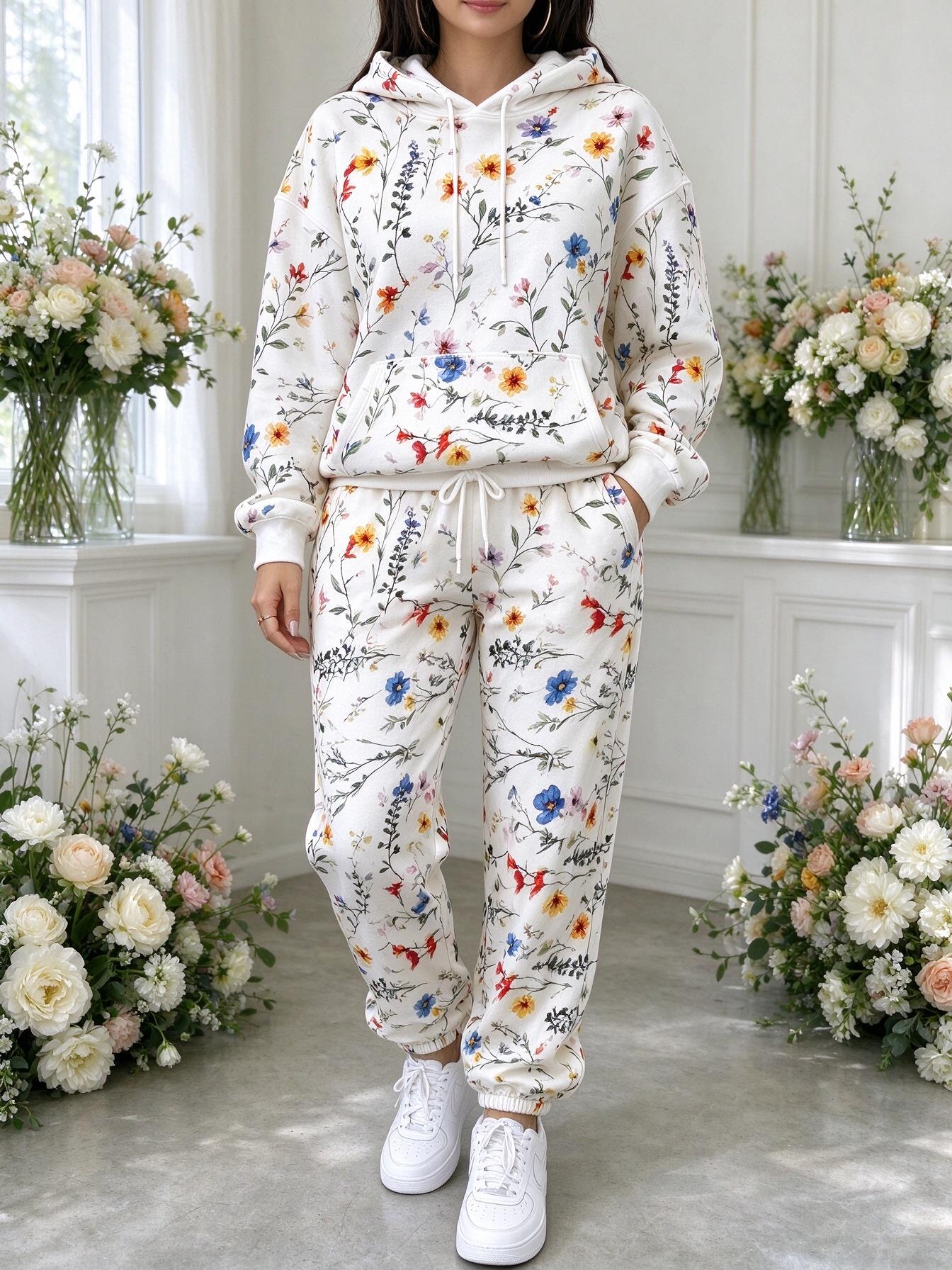 Women Wildflower Floral Hooded - Joggers Pants 评论和价格