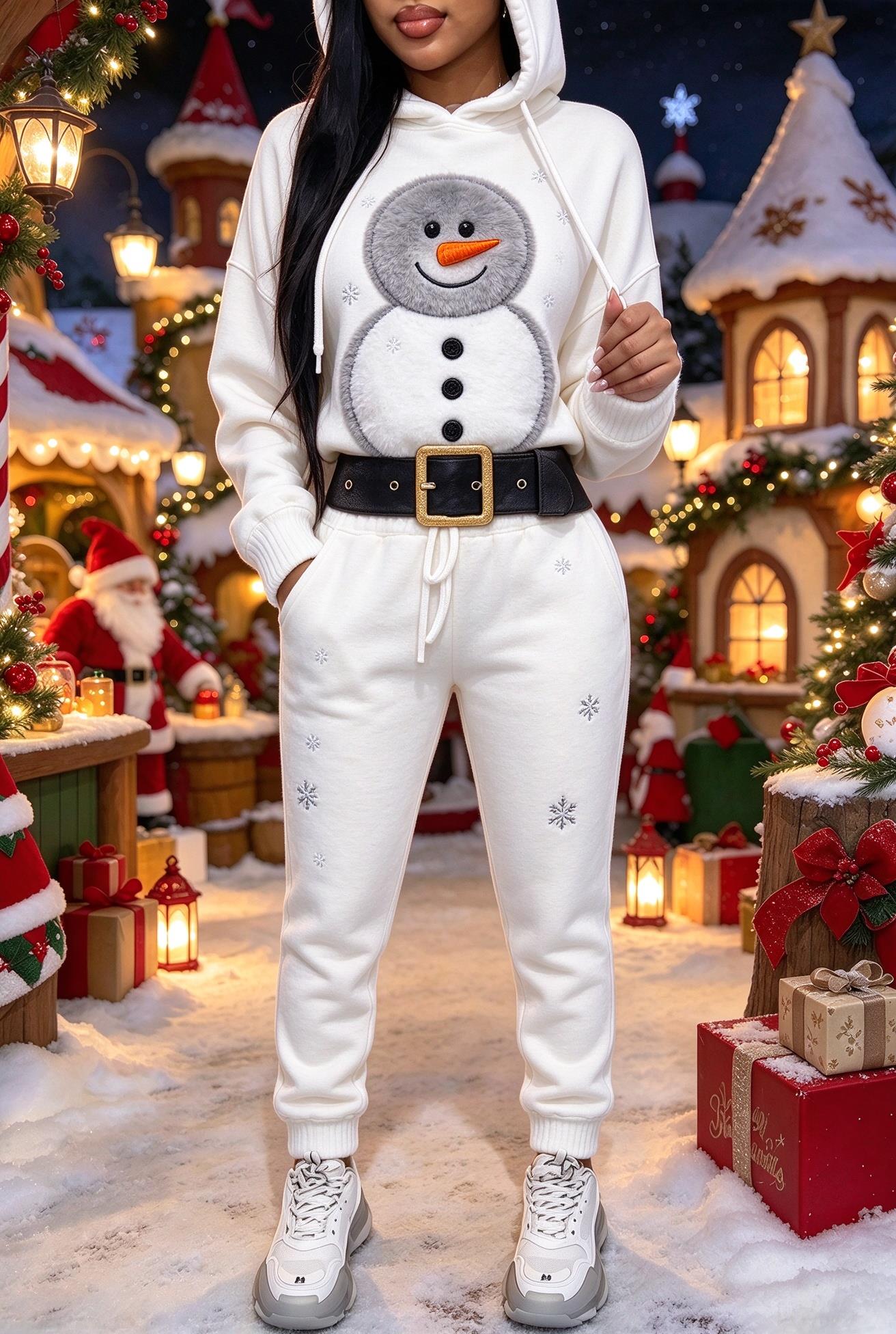 Women Christmas Faux Fur Graph - Joggers Pants 评论和价格