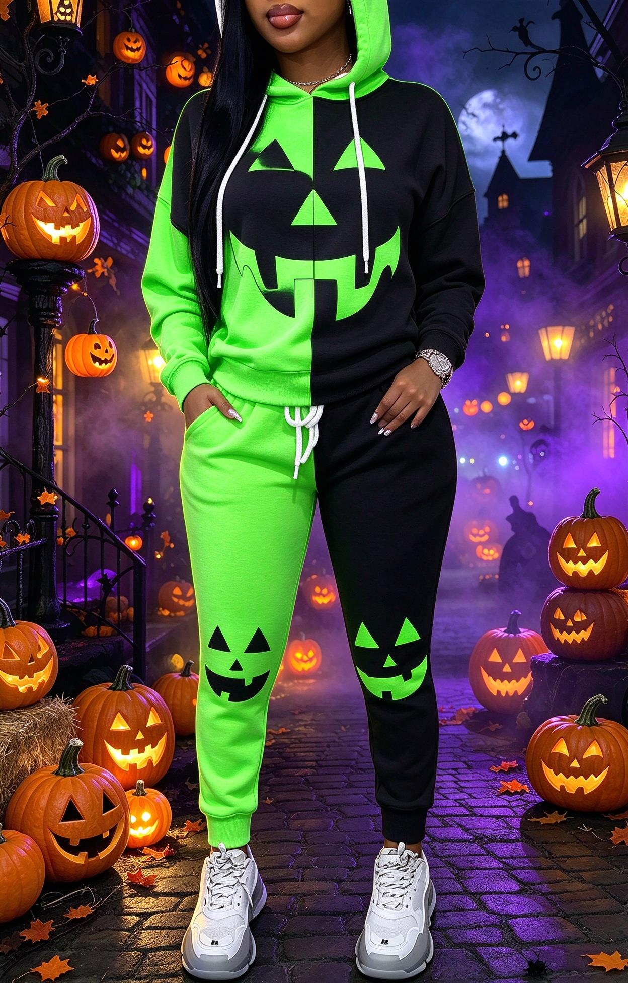 Women Halloween Color Block Ho - Joggers Pants 评论和价格